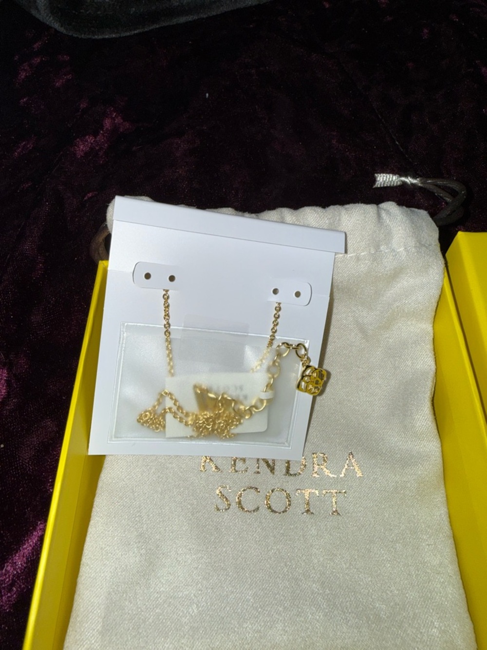 Kendra Scott Gold Necklace with White Faceted Stone - Picture 4 of 4